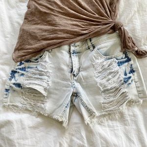 Distressed Denim Shorts